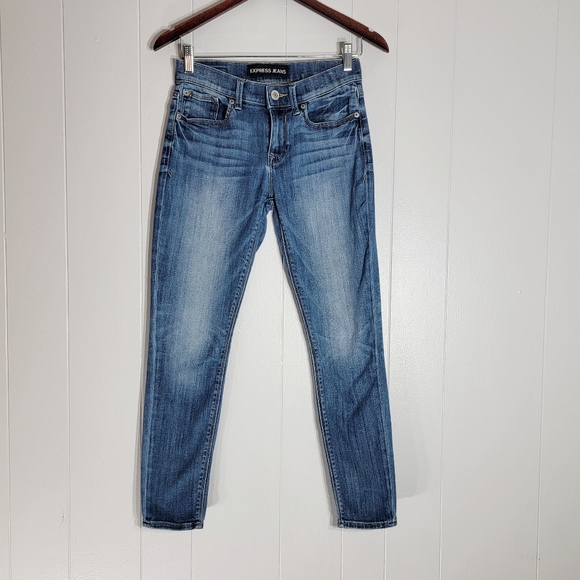 Express Mia Midrise Legging Low Rise Stretch Skinny Jeans Size 0 Short - Picture 1 of 5